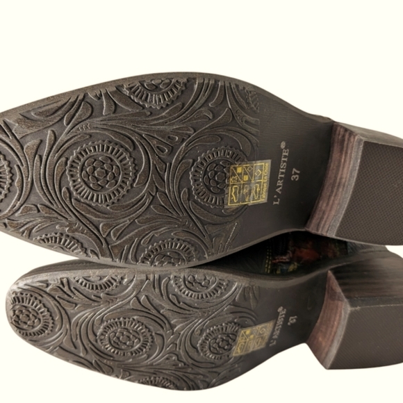 Rodeoqueen Leather Floral Print Velvet Studded Tall Western Boots ..Sz.37(6.5-7) - Picture 11 of 12